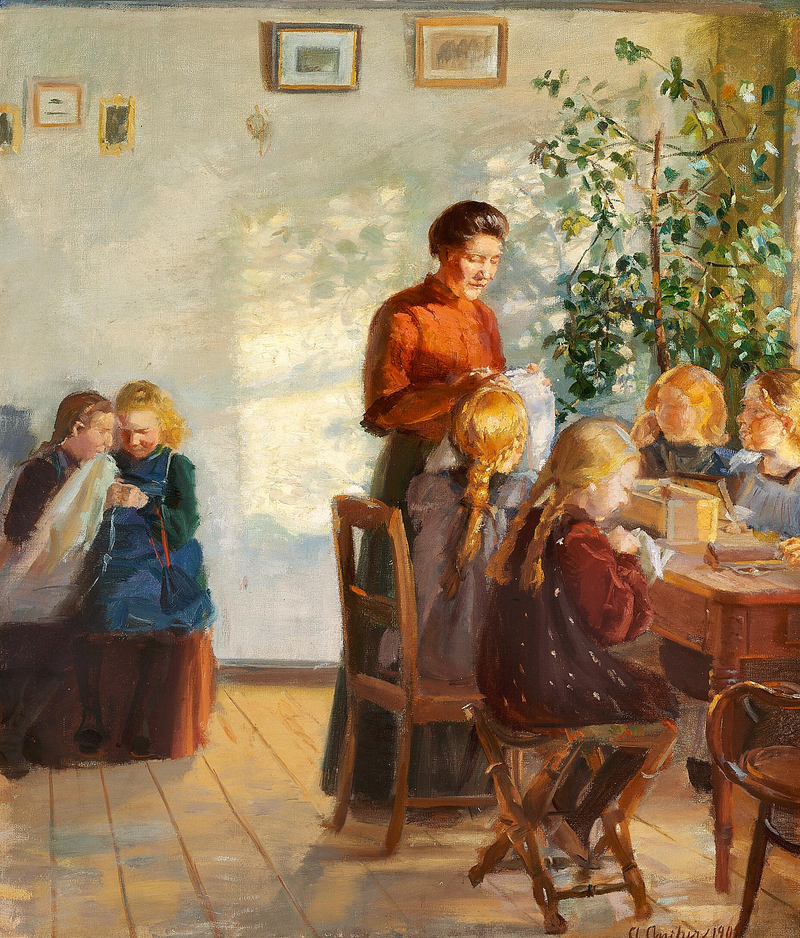 Um curso de costura. - Anna Ancher
