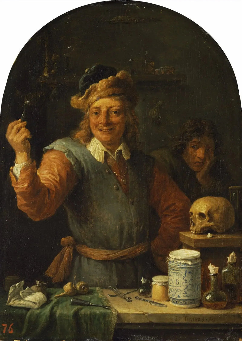 Um dentista em seu consultório - David Teniers, o Jovem