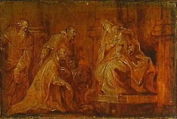 Um doador com dois santos padroeiros adorando a Virgem com o Menino - Antoine van Dyck