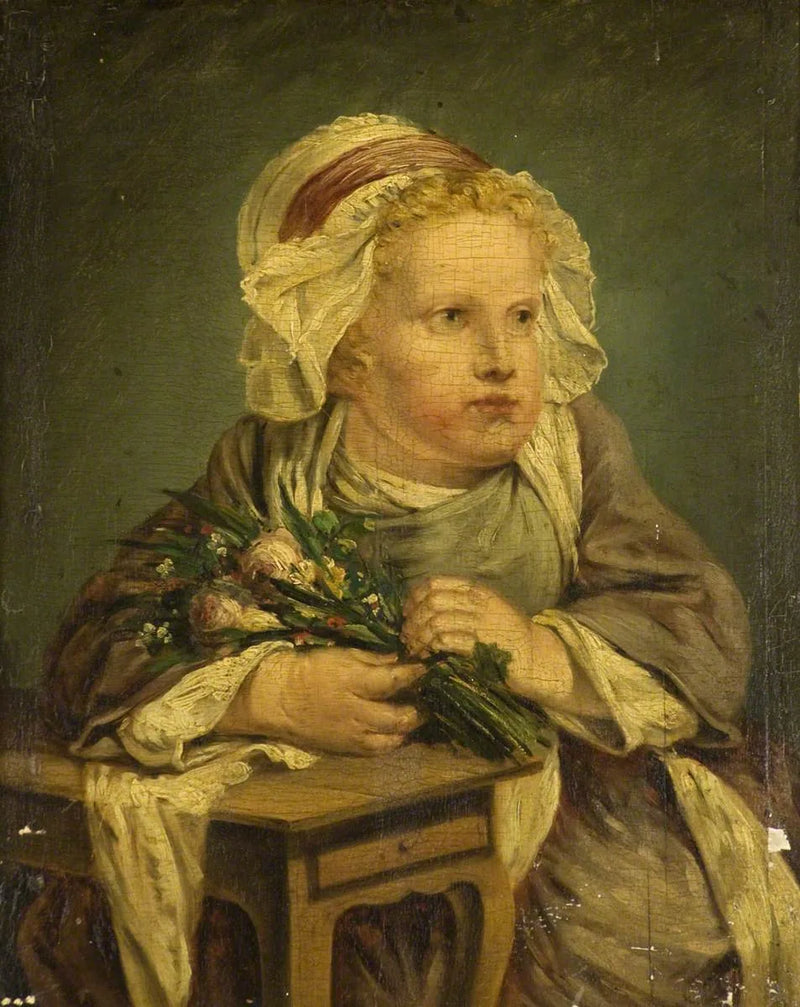 Uma criança com um buquê de flores - Jean-Baptiste Greuze