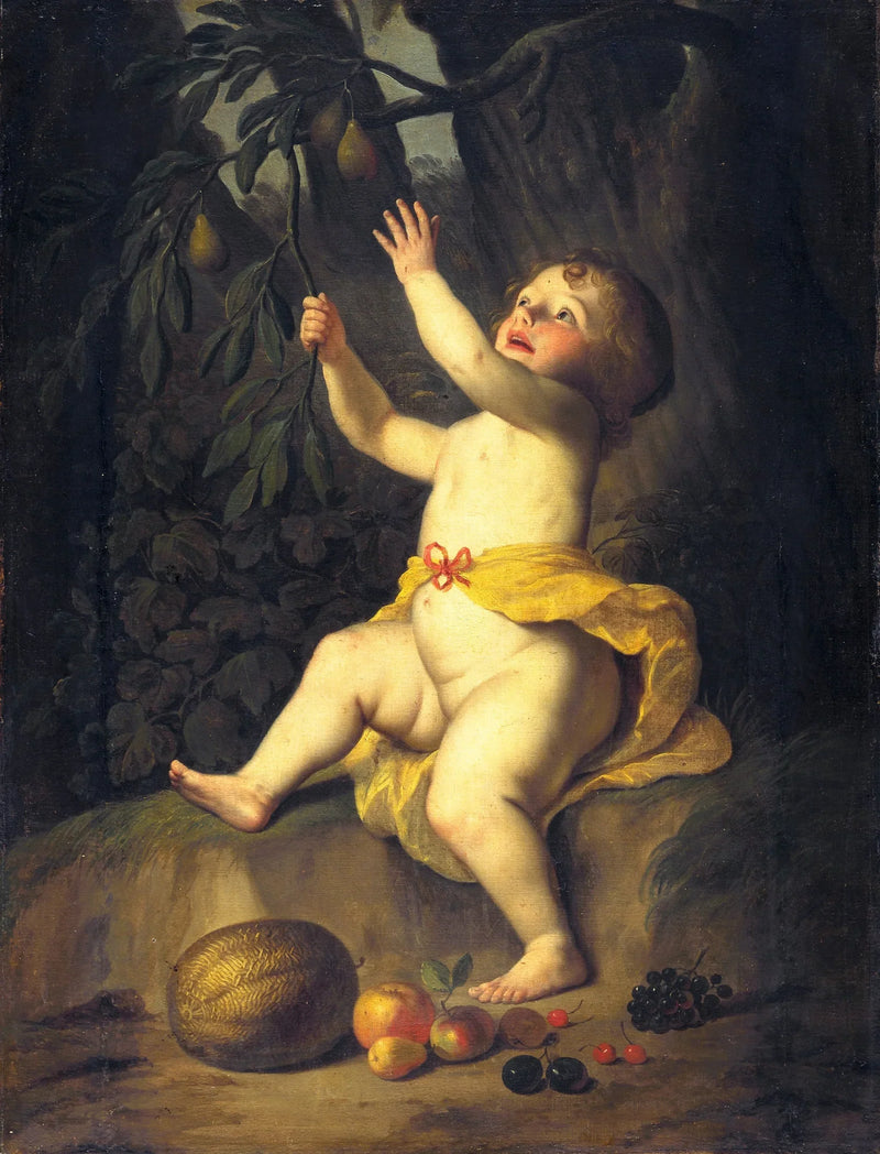 Uma criança colhendo frutas - Gerrit van Honthorst
