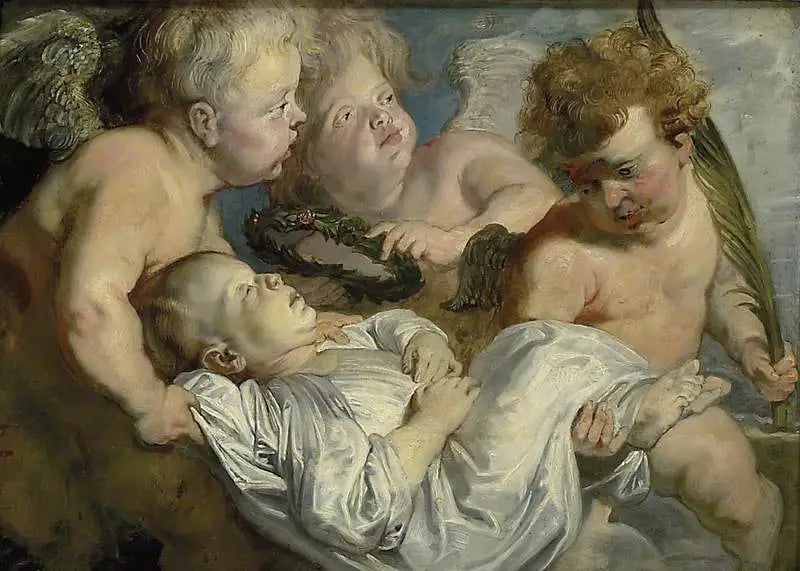 Uma criança morta levada ao céu por anjos - Peter Paul Rubens