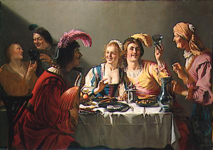 Um banquete de casamento - Gerrit van Honthorst