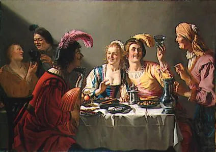 Um banquete de casamento - Gerrit van Honthorst