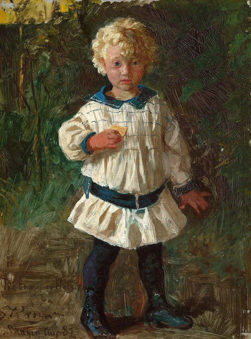 Um garoto loiro. Retrato de Jens Drachmann. - Peder Severin Krøyer