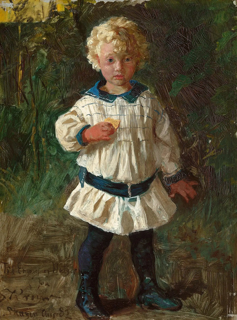 Um garoto loiro. Retrato de Jens Drachmann. - Peder Severin Krøyer