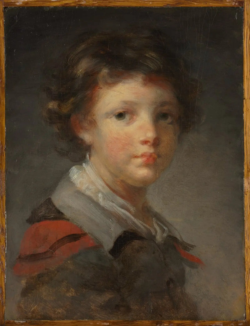 Um menino com um casaco forrado de vermelho - Jean-Honoré Fragonard