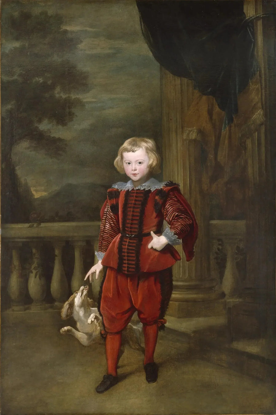 Um menino em pé em uma varanda - Antoine van Dyck