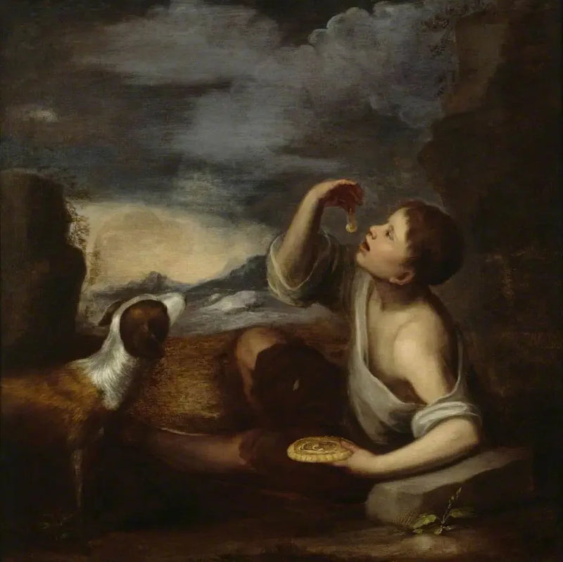 Um menino espanhol com um cachorro - Bartolomé Esteban Murillo