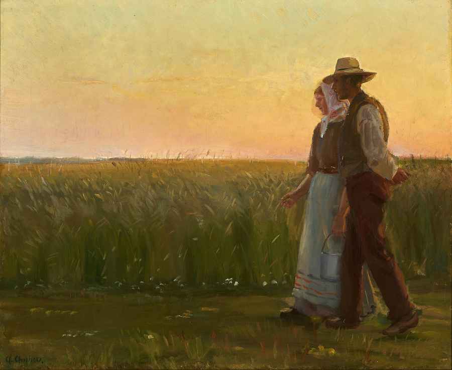 Um menino e uma menina. - Anna Ancher