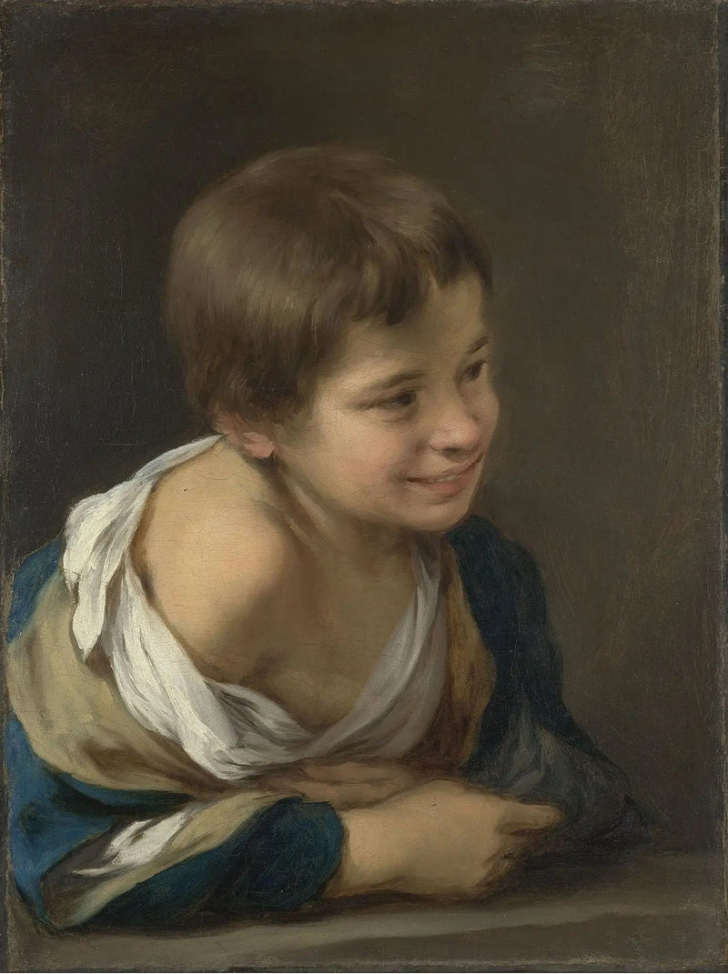 Um menino camponês apoiado em uma janela - Bartolomé Esteban Murillo
