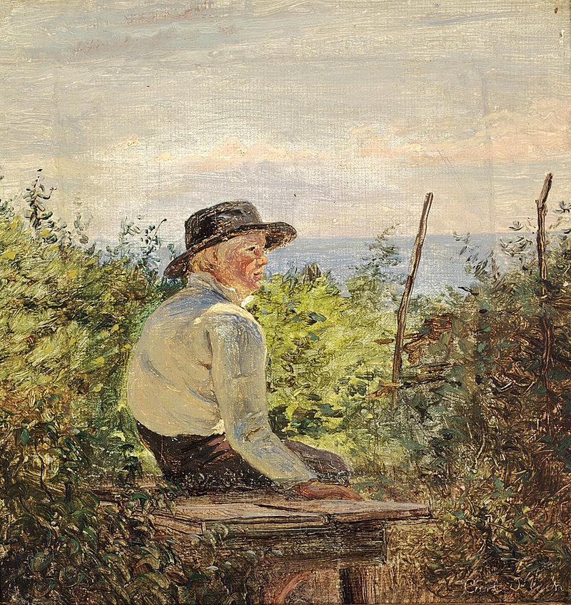 Um menino em um banco. - Carl Heinrich Bloch