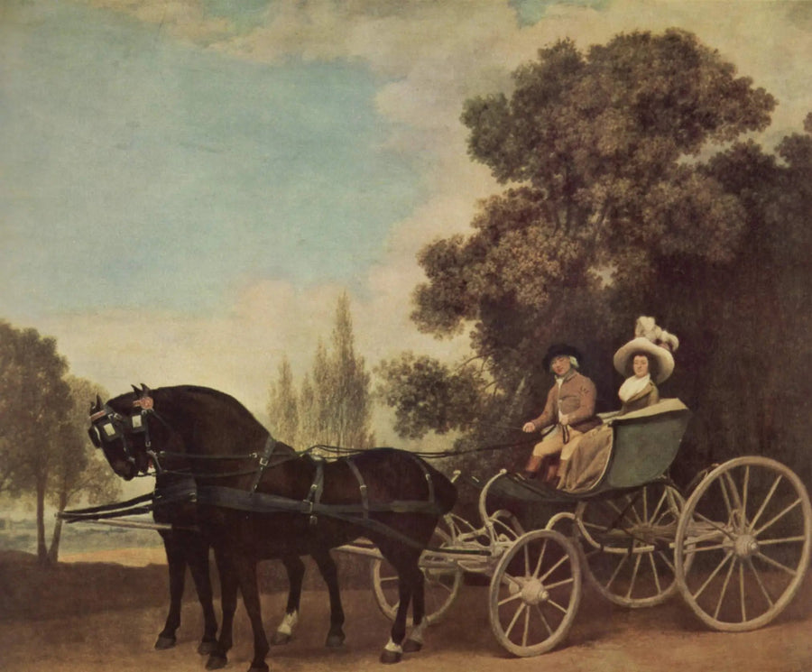 Um cavalheiro conduzindo uma dama em um phaéton - George Stubbs