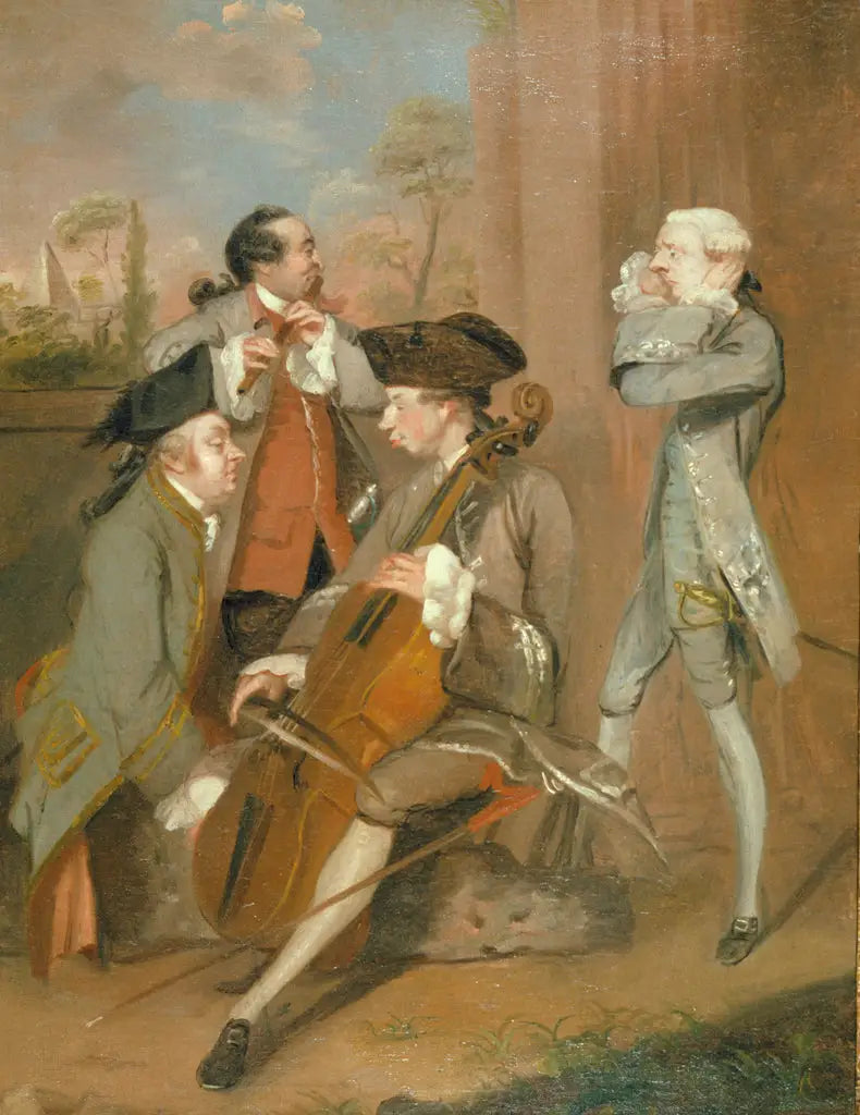 Um grupo de caricaturas: Sir Charles Turner, M. Cook, M. John Woodyeare e o reverendo Dr. William Drake - Joshua Reynolds