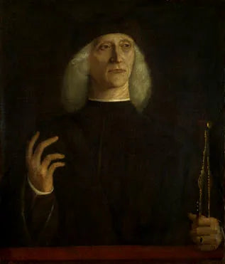 Um homem com um compasso (?) - Gentile Bellini