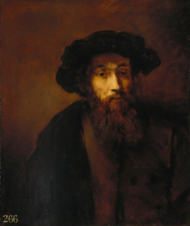 Um homem barbudo com boné (de acordo com Rembrandt) - Thomas Gainsborough