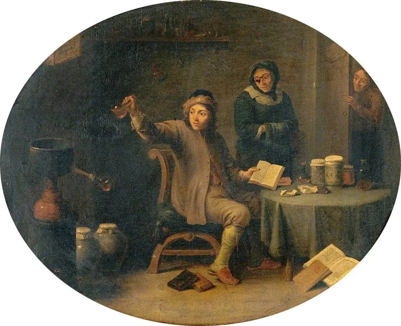Um homem examinando uma amostra de urina - David Teniers, o Jovem