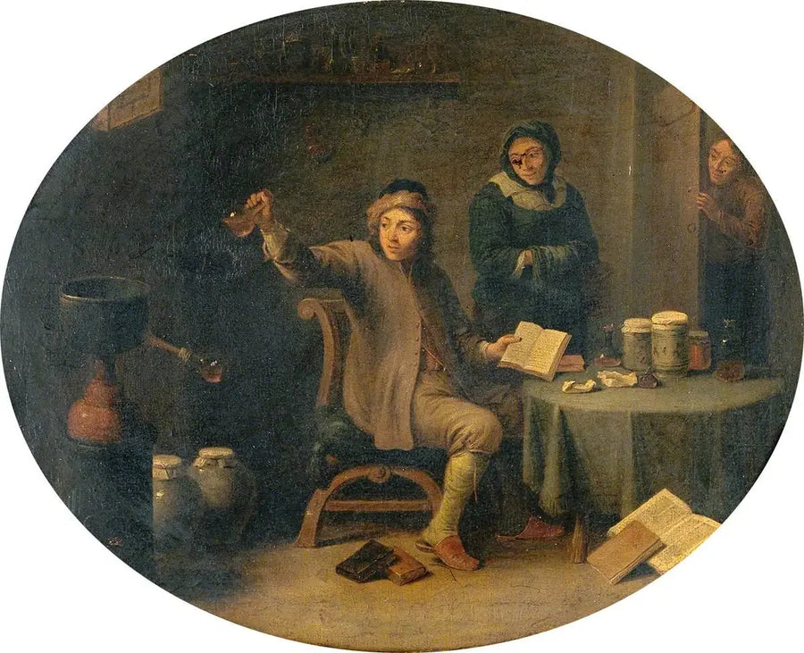 Um homem examinando uma amostra de urina - David Teniers, o Jovem