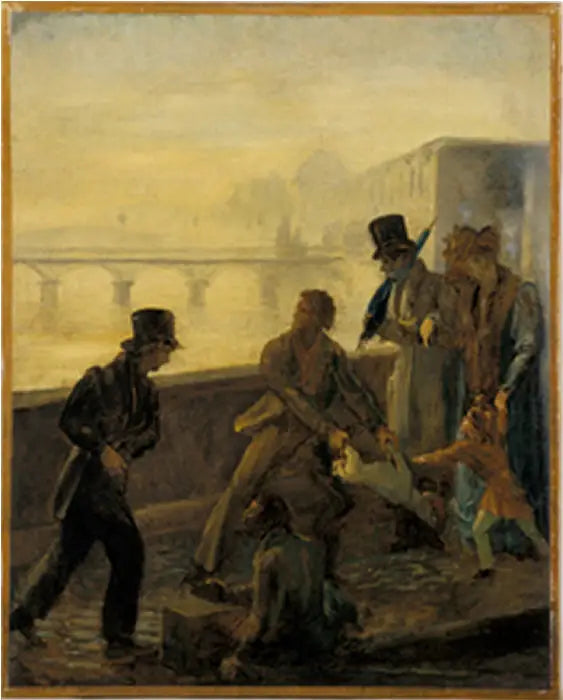 Um homem jogando seu cachorro na água - Honoré Daumier