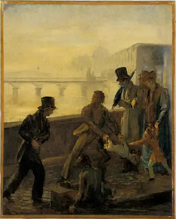 Um homem jogando seu cachorro na água - Honoré Daumier