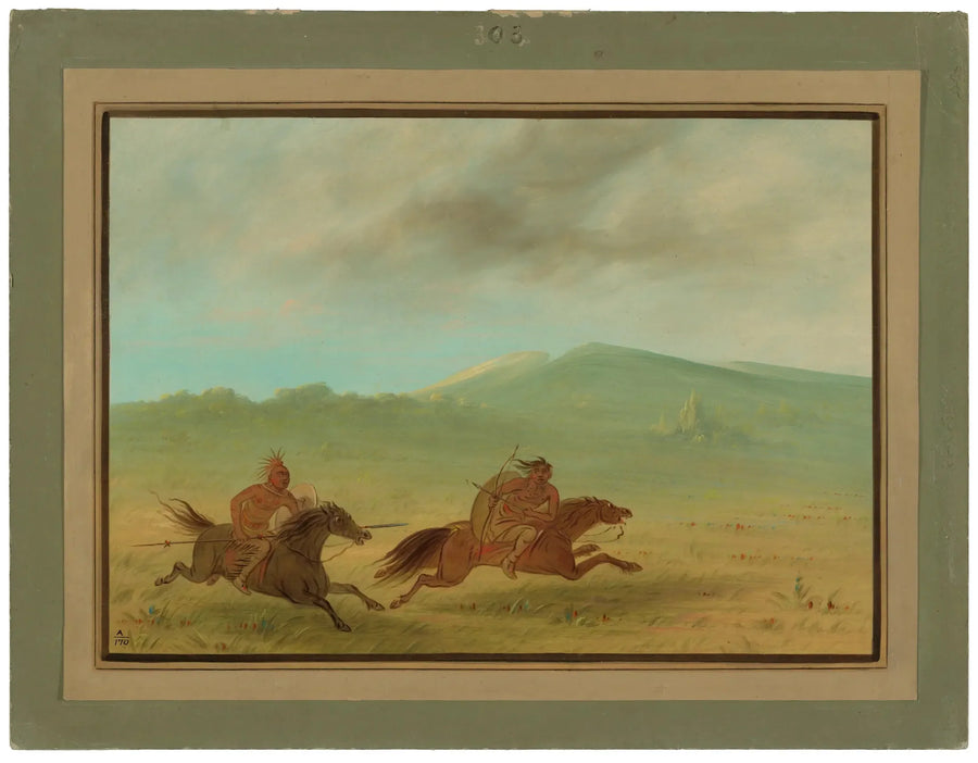 Um índio Osage perseguindo um Camanche - George Catlin