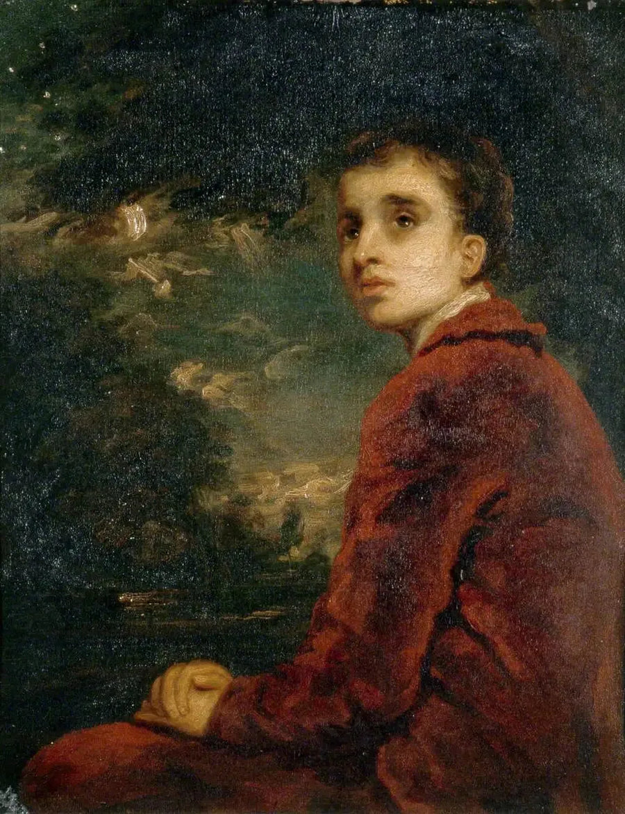 Um jovem contemplativo (supostamente o filho do artista Mather Brown) - Joshua Reynolds