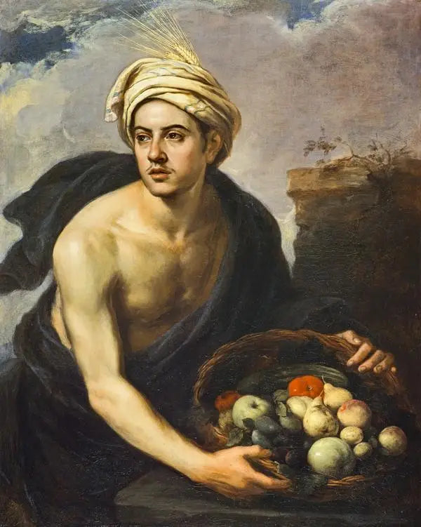 Um jovem com uma cesta de frutas (personificação do 
