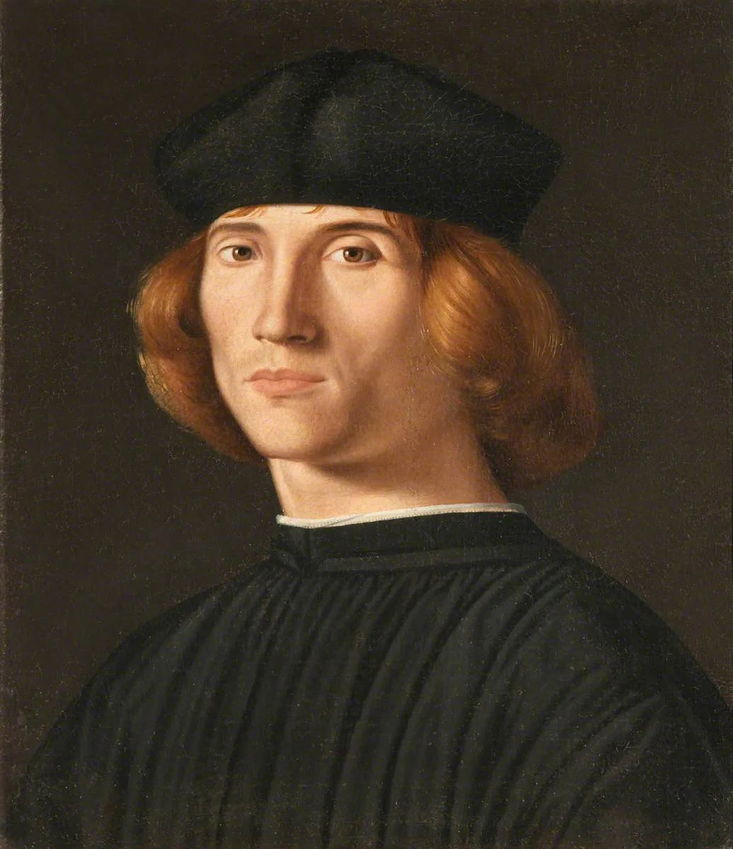 Un jeune homme inconnu portant une casquette noire - Andrea Previtali image 1 reproduction artisanale de tableau