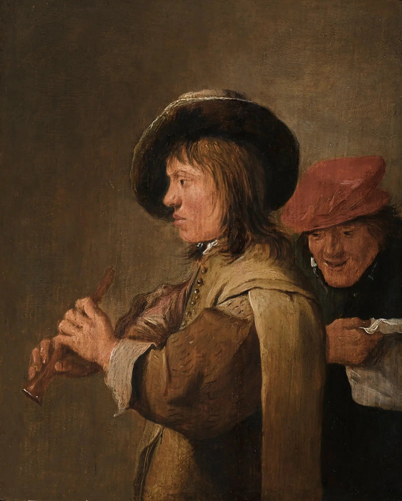 Um flautista de perfil - David Teniers Júnior