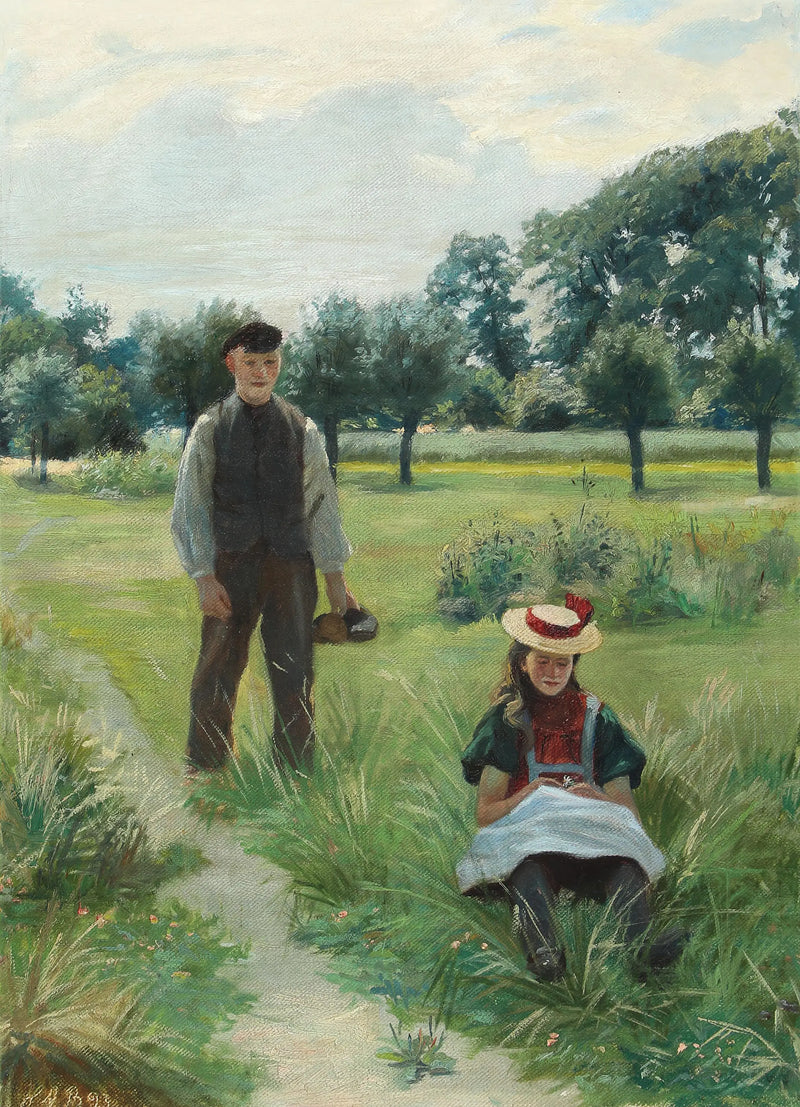 Um dia de verão com um jovem e uma mulher. - H. A. Brendekilde