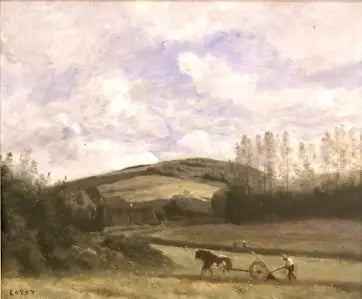 Um lavrador no campo, arredores de Étretat - Jean-Baptiste Camille Corot