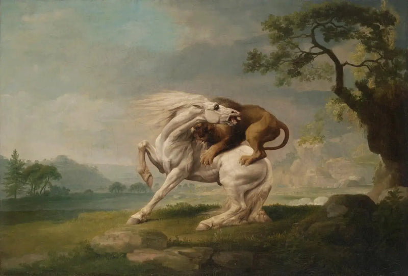 Um leão atacando um cavalo - George Stubbs