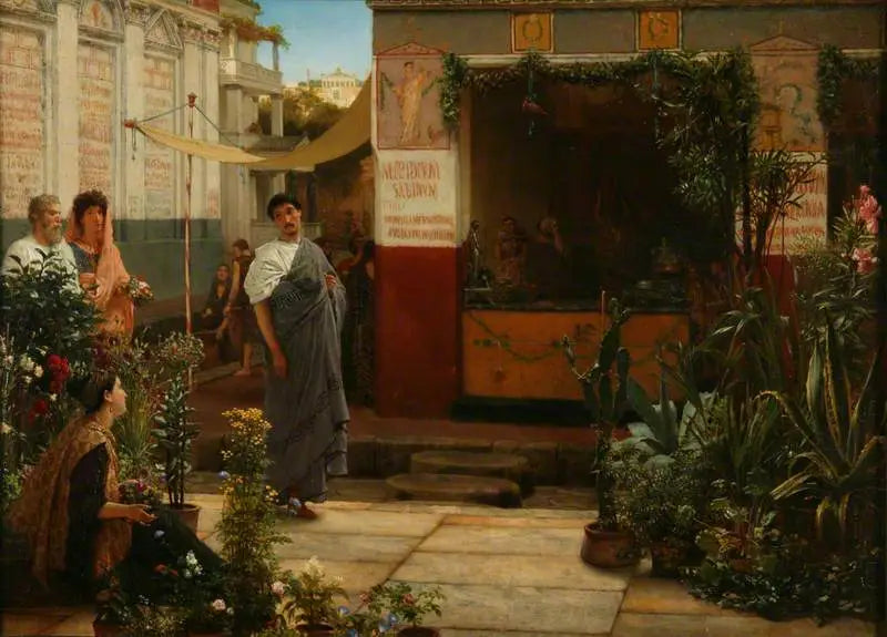 Um mercado de flores romano - Lawrence Alma-Tadema