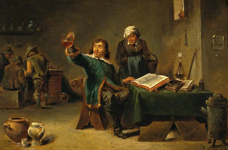Um médico examinando uma amostra de urina - David Teniers, o Jovem