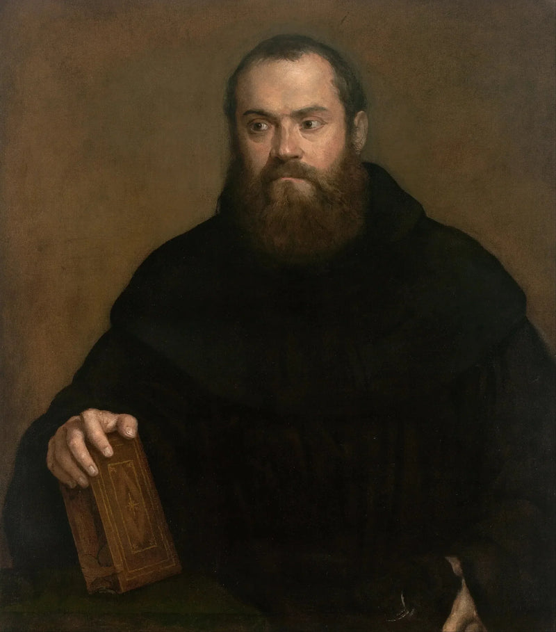 Um monge com um livro - Titian
