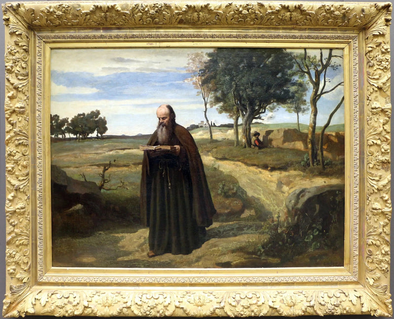 Um monge lendo - Jean-Baptiste Camille Corot