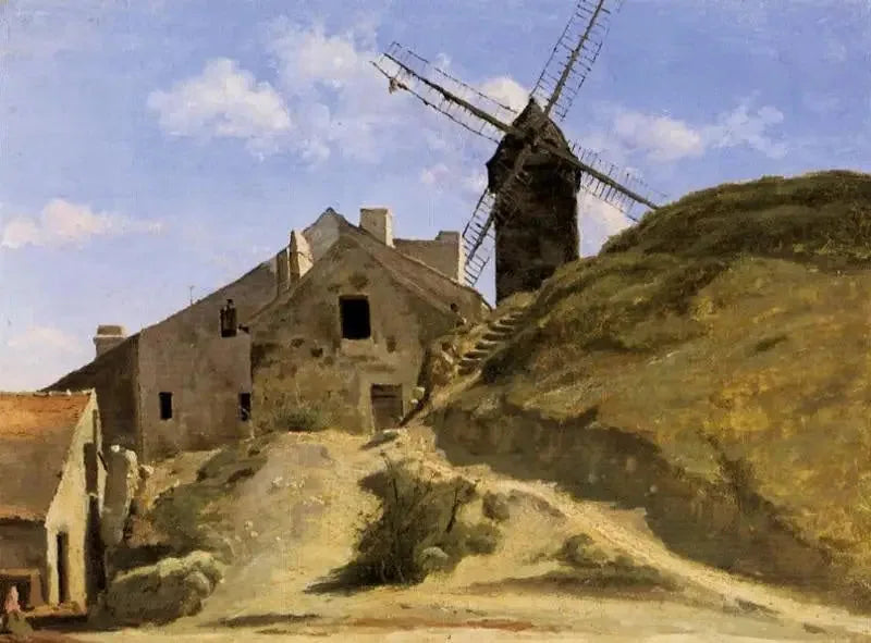 Um moinho em Montmartre - Jean-Baptiste Camille Corot