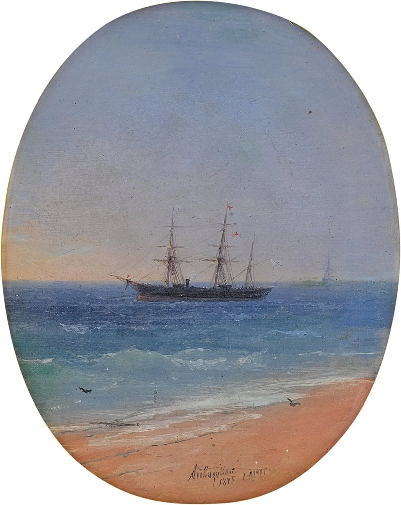 Um navio da marinha russa ao largo da costa - Ivan Aivazovsky