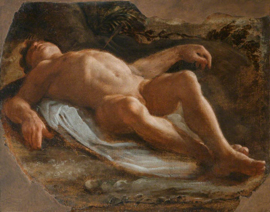 Um nu masculino deitado (fragmento) - Annibale Carracci