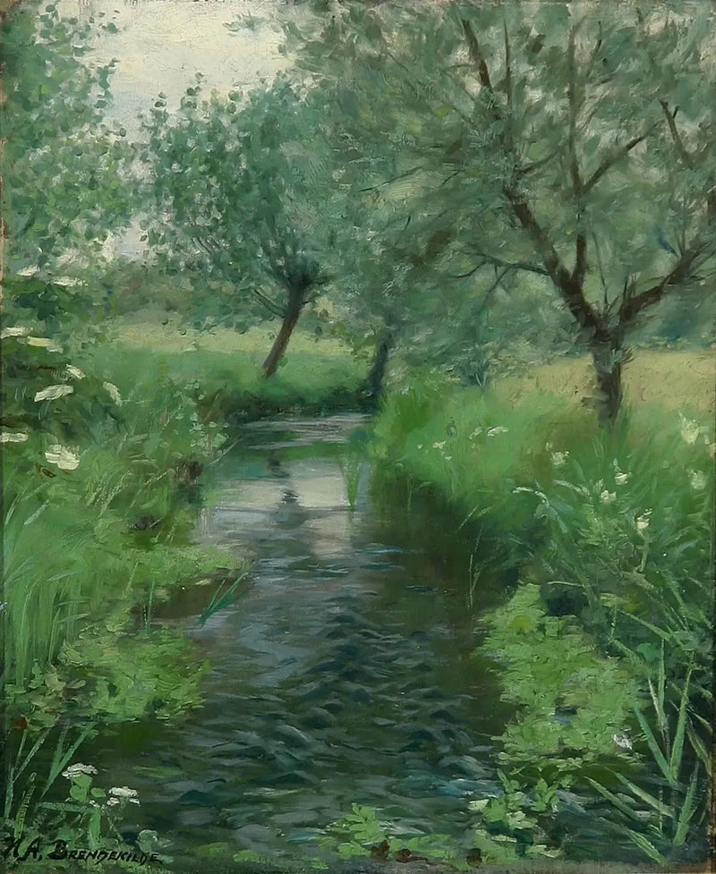 Uma paisagem com um riacho. - H. A. Brendekilde