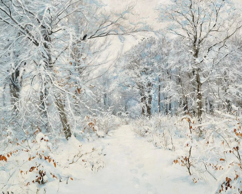 Uma paisagem de floresta de inverno. - H. A. Brendekilde