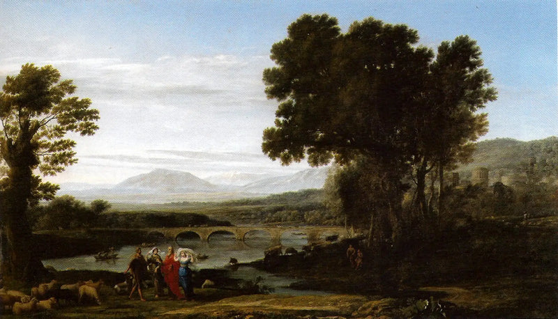 Uma paisagem fluvial com Jacó, Laban e suas filhas - Claude Lorrain