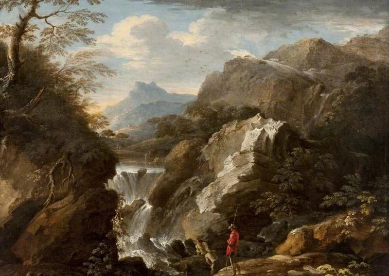 Un paysage montagneux avec une cascade - Salvator Rosa image 1 copie de tableau peinte à la main