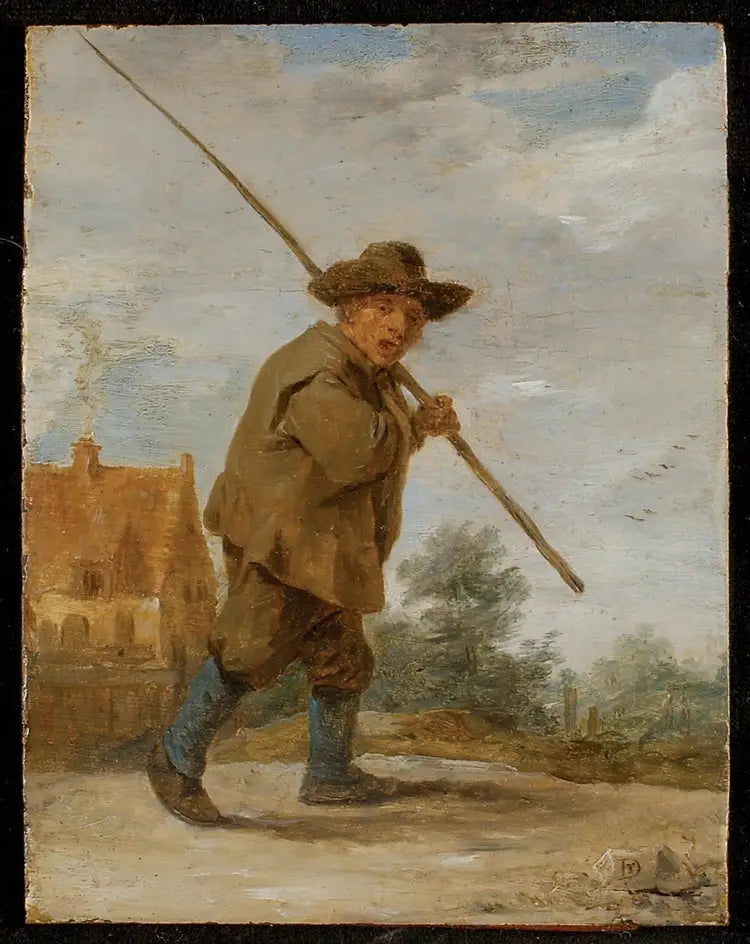 Um camponês carregando uma vara no ombro - David Teniers, o Jovem