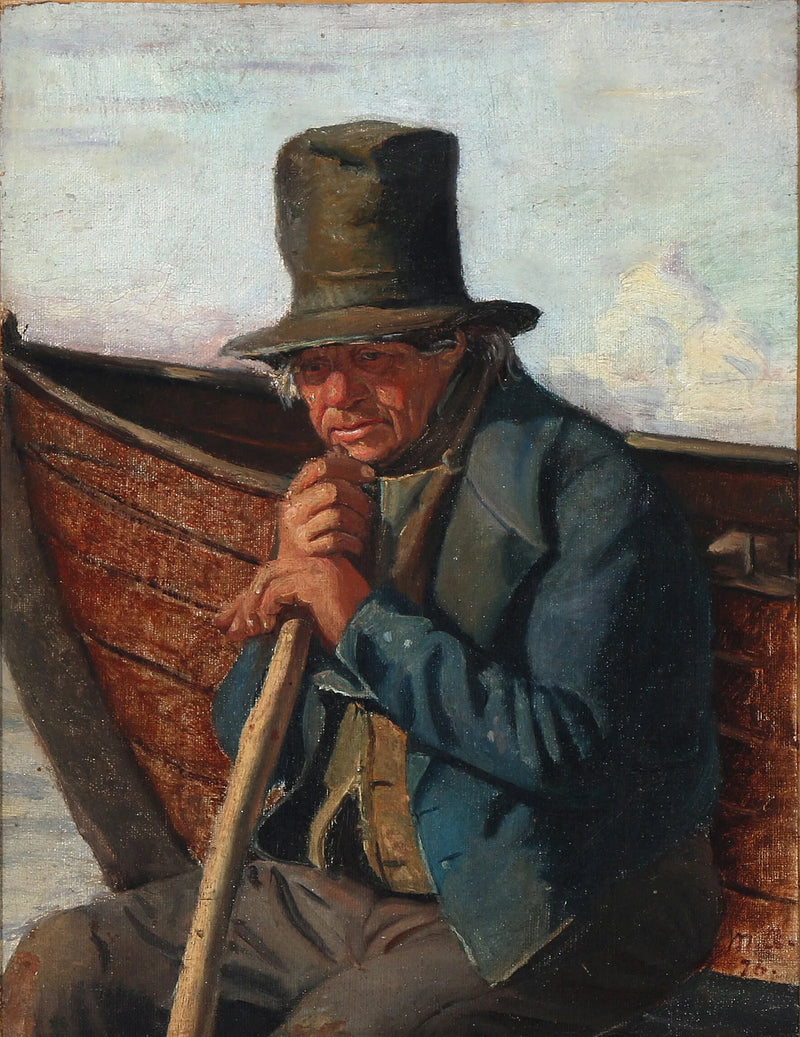 Um pescador de Skagen em seu barco - Michael Peter Ancher