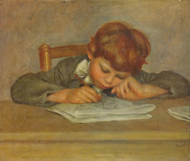 Um menino pequeno que escreve - Pierre-Auguste Renoir