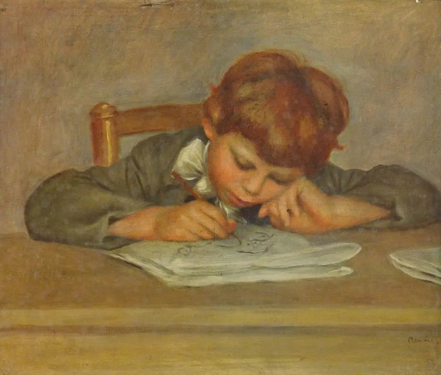 Um menino pequeno que escreve - Pierre-Auguste Renoir