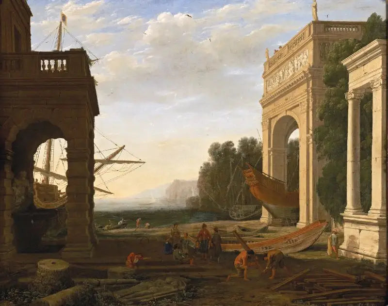 Um porto marítimo mediterrâneo, com navios - Claude Lorrain