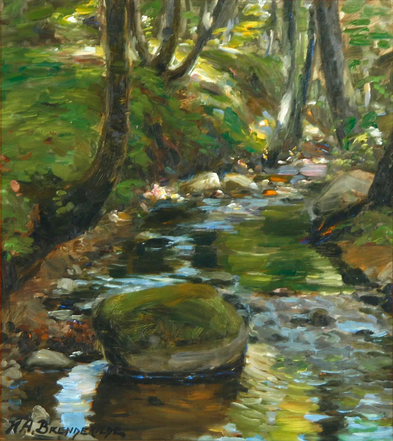 Um riacho na floresta de Herlufsholm, na Dinamarca. - H. A. Brendekilde