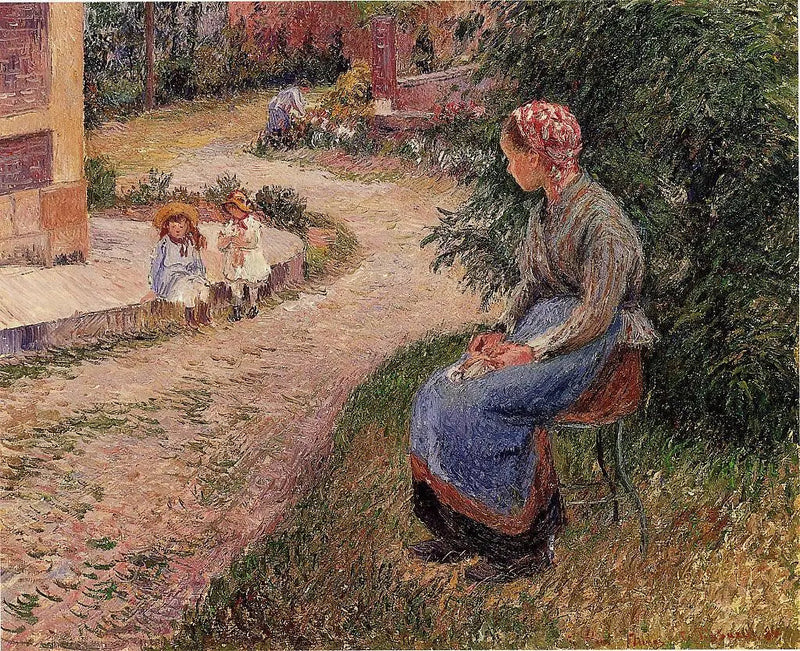 Um criado sentado no jardim de Eragny - Camille Pissarro